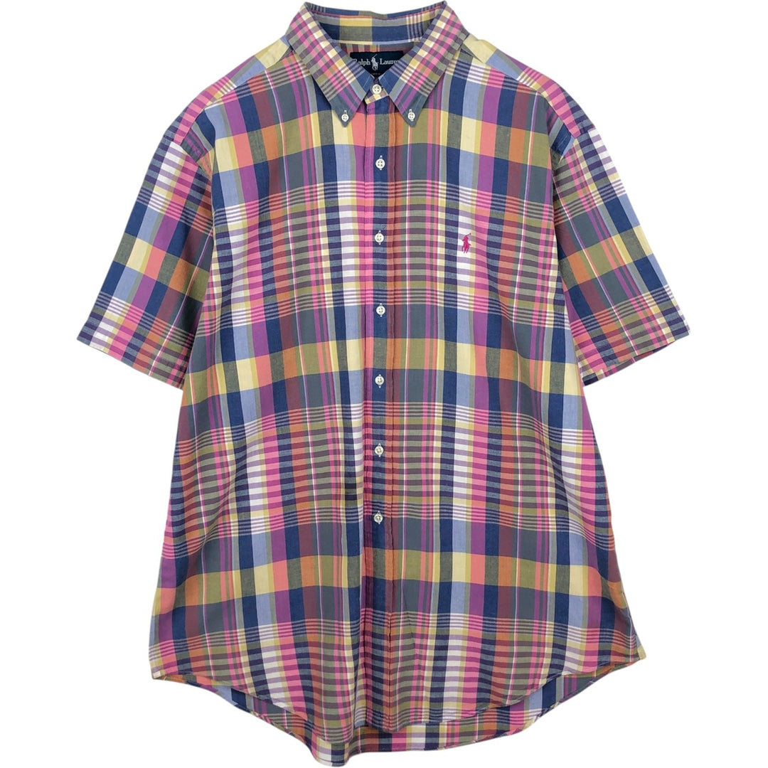 Ralph Lauren Classic Fit short sleeve button down check shirt, men's size XL cotton yellow type Vintage Second Hand