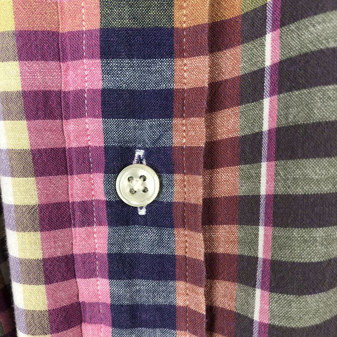 Ralph Lauren Classic Fit short sleeve button down check shirt, men's size XL cotton yellow type Vintage Second Hand