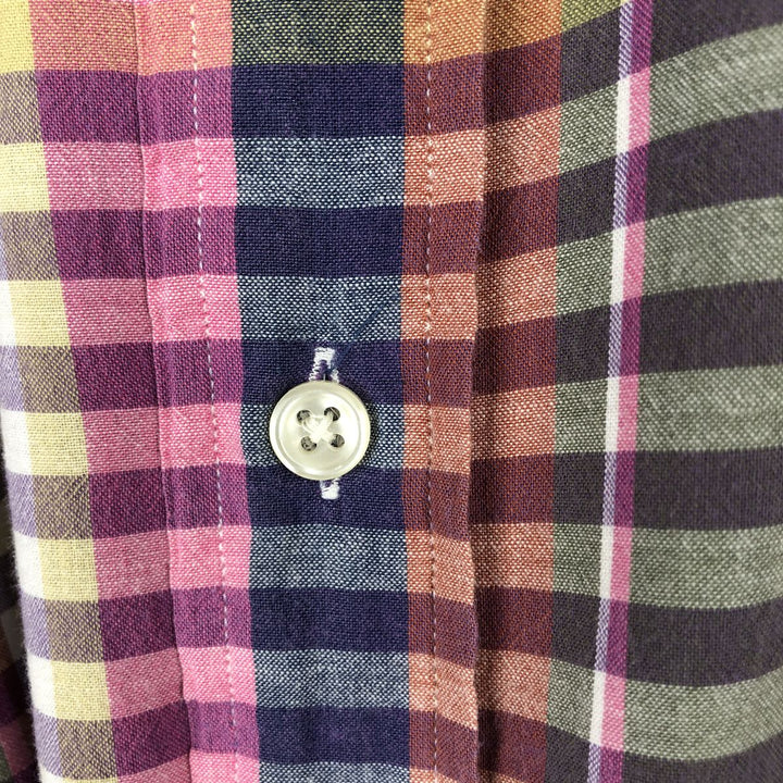 Ralph Lauren Classic Fit short sleeve button down check shirt, men's size XL cotton yellow type Vintage Second Hand