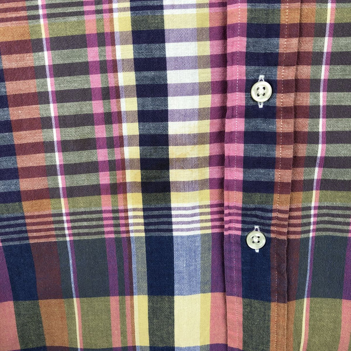 Ralph Lauren Classic Fit short sleeve button down check shirt, men's size XL cotton yellow type Vintage Second Hand