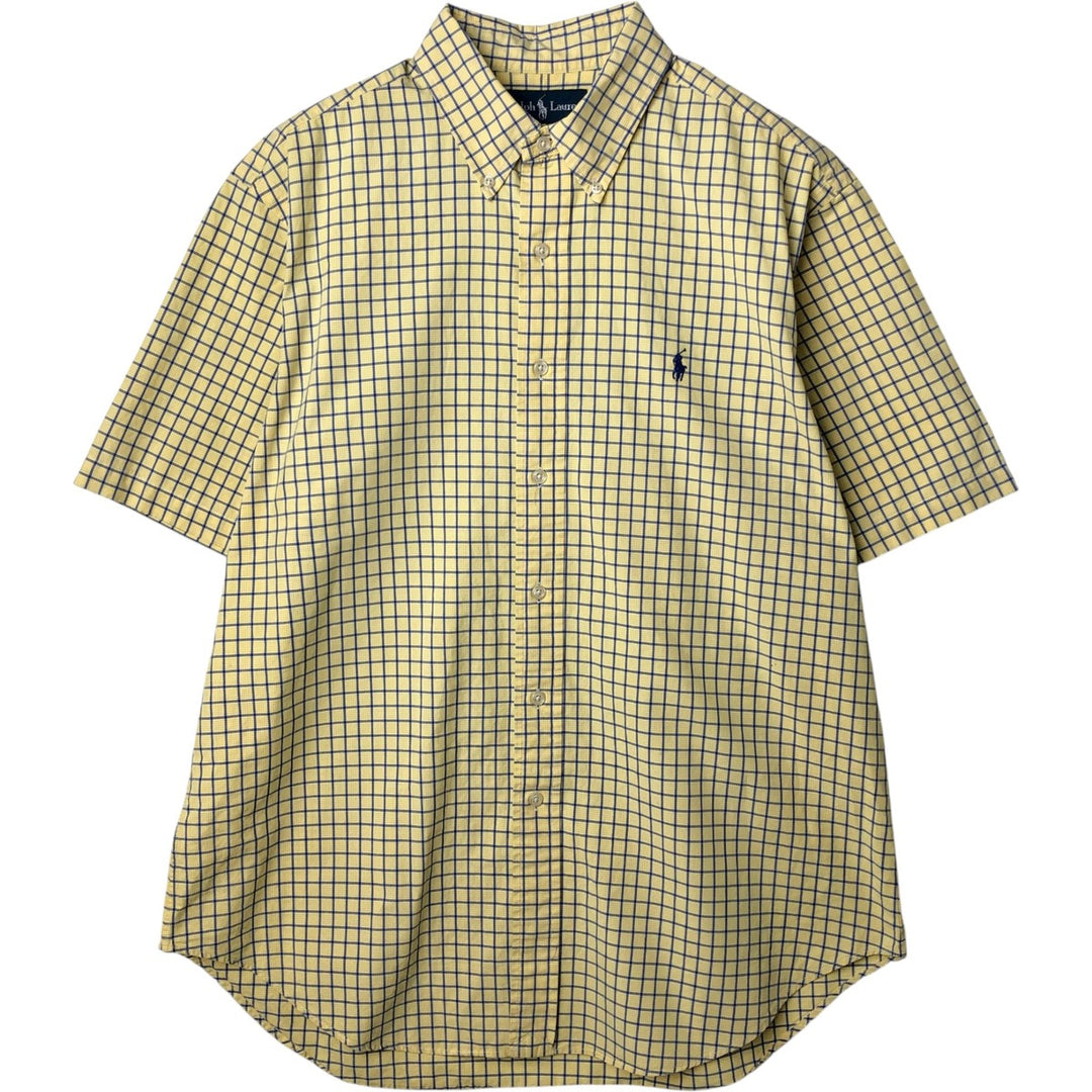 Ralph Lauren Classic Fit short sleeve button down check shirt, men's size L cotton yellow type Vintage Second Hand
