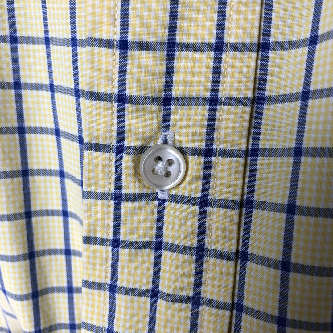 Ralph Lauren Classic Fit short sleeve button down check shirt, men's size L cotton yellow type Vintage Second Hand