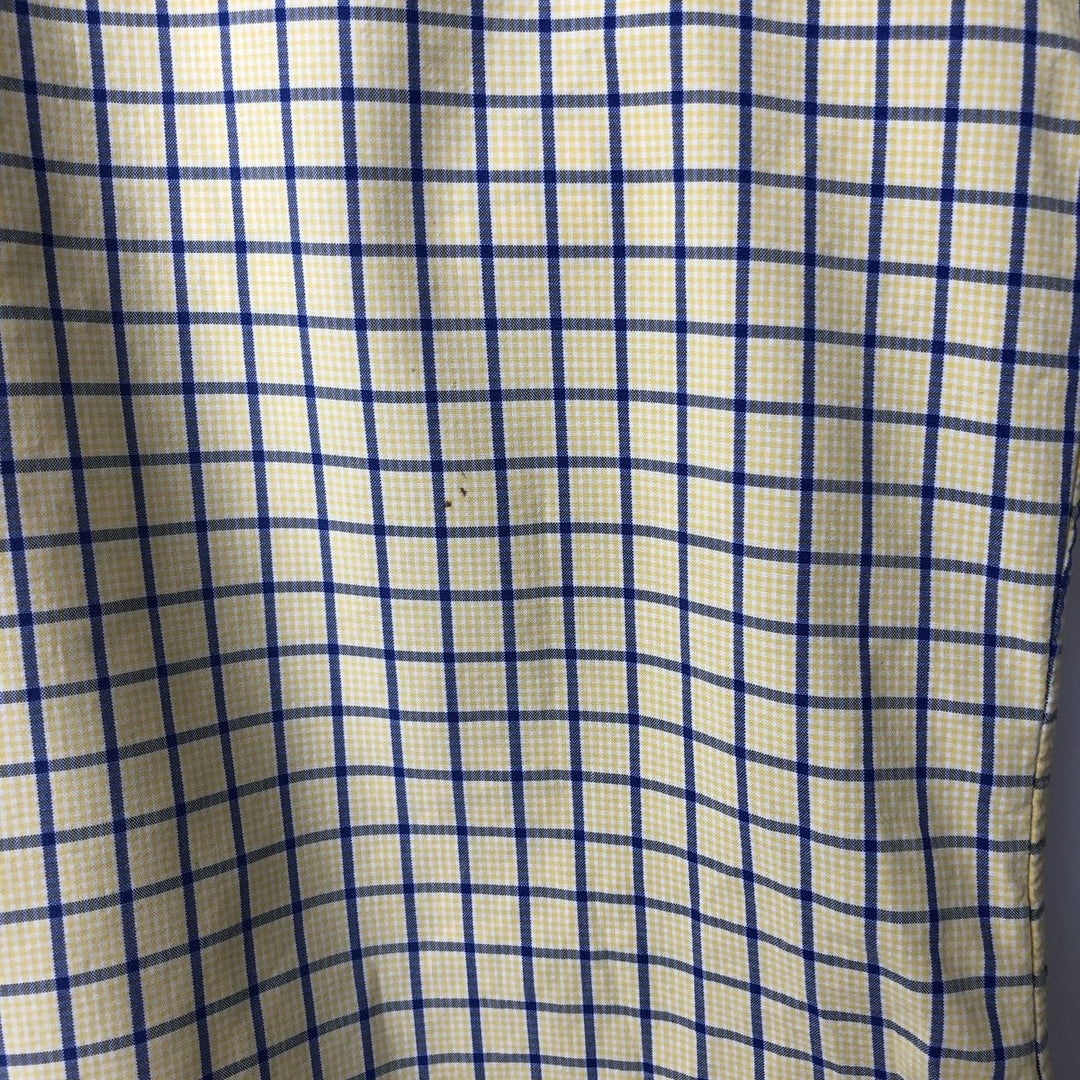 Ralph Lauren Classic Fit short sleeve button down check shirt, men's size L cotton yellow type Vintage Second Hand