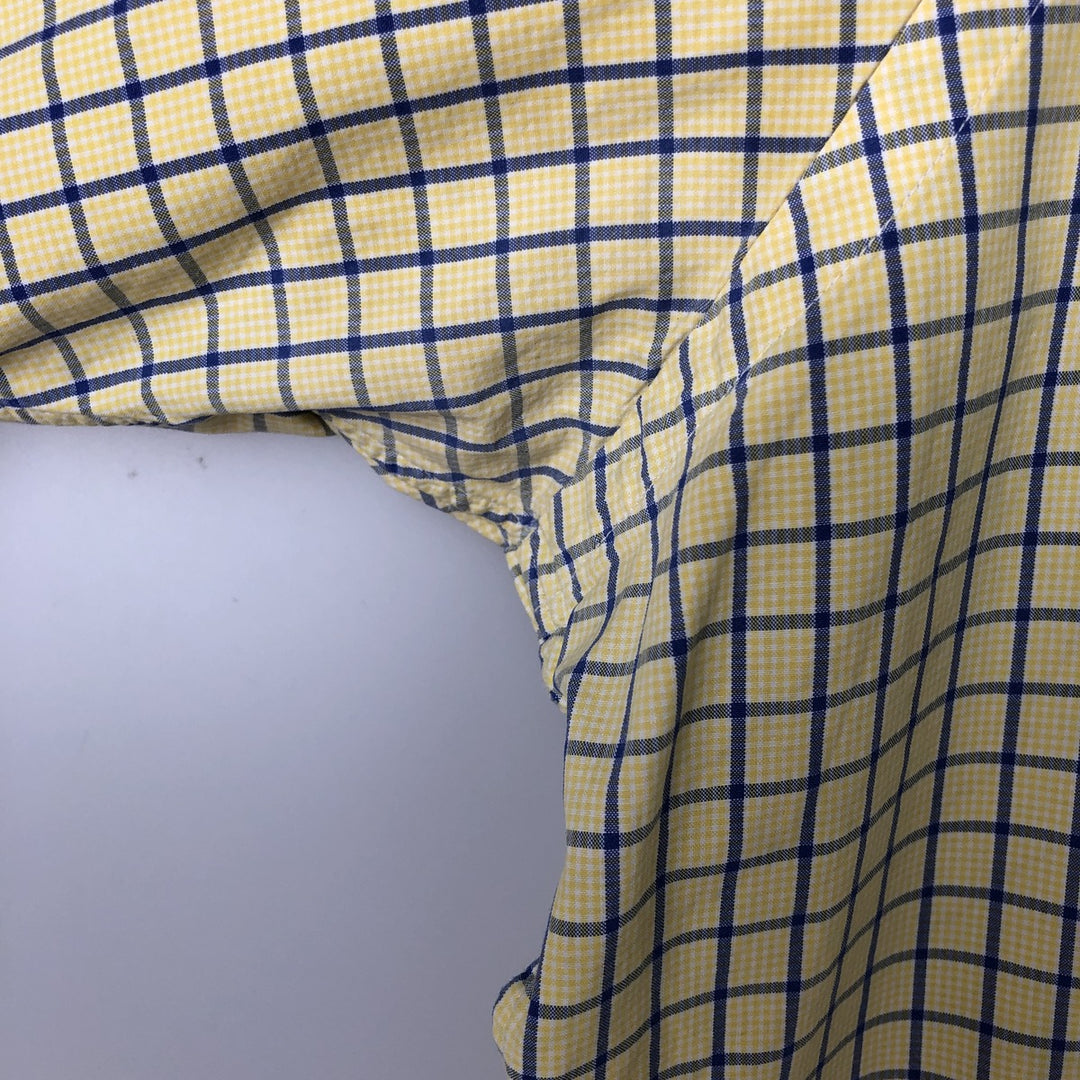 Ralph Lauren Classic Fit short sleeve button down check shirt, men's size L cotton yellow type Vintage Second Hand