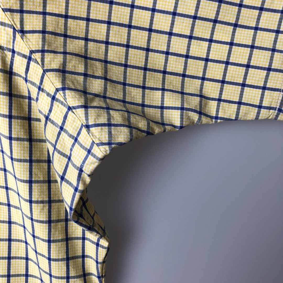 Ralph Lauren Classic Fit short sleeve button down check shirt, men's size L cotton yellow type Vintage Second Hand