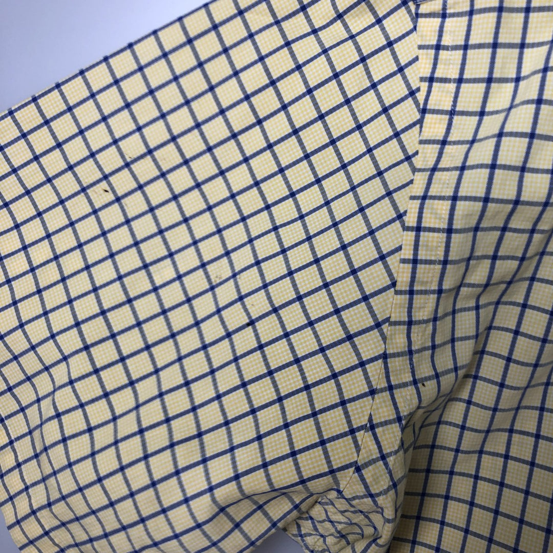 Ralph Lauren Classic Fit short sleeve button down check shirt, men's size L cotton yellow type Vintage Second Hand