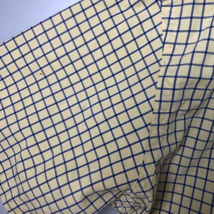 Ralph Lauren Classic Fit short sleeve button down check shirt, men's size L cotton yellow type Vintage Second Hand