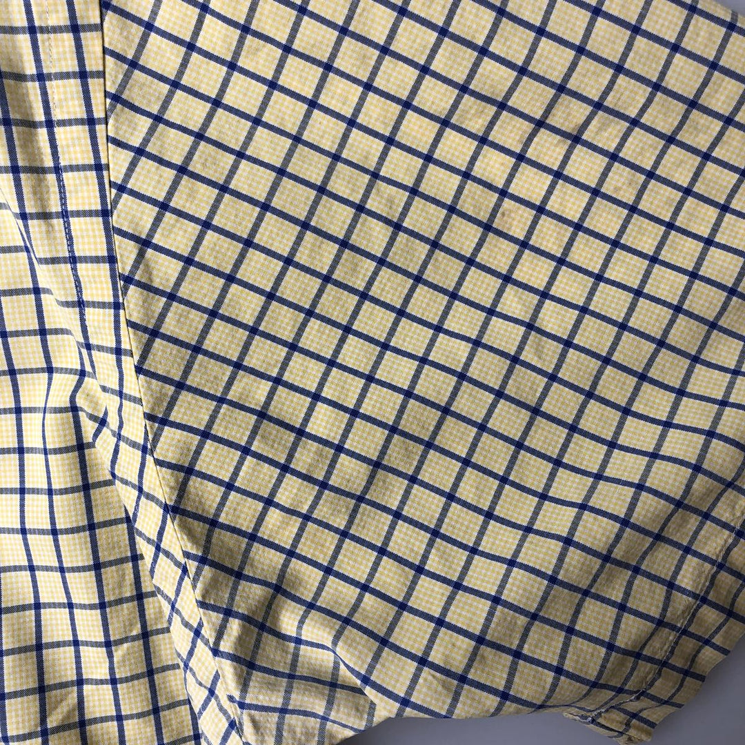 Ralph Lauren Classic Fit short sleeve button down check shirt, men's size L cotton yellow type Vintage Second Hand