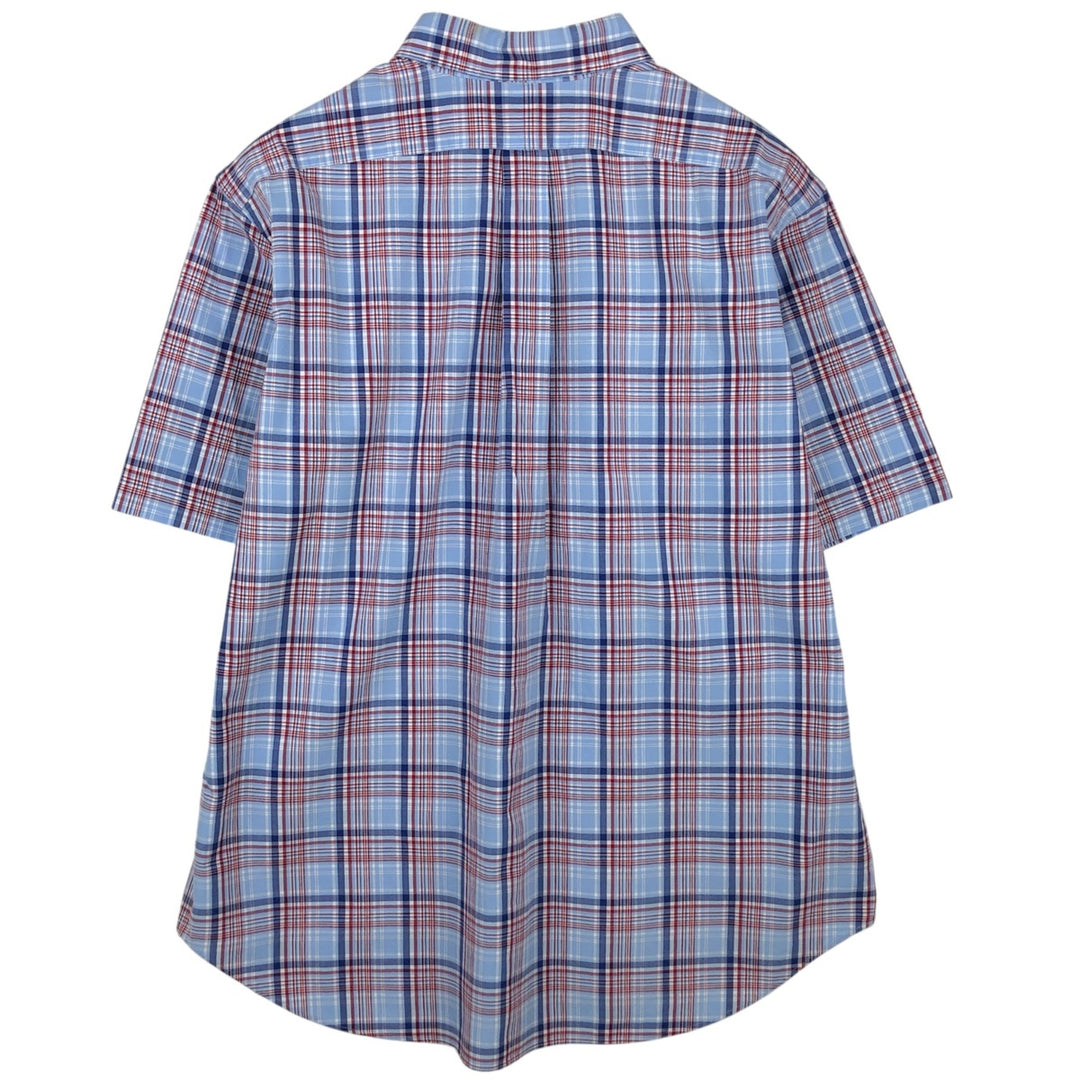 Ralph Lauren Classic Fit short sleeve button down check shirt, men's size XL cotton Blue type light blue Vintage Second Hand