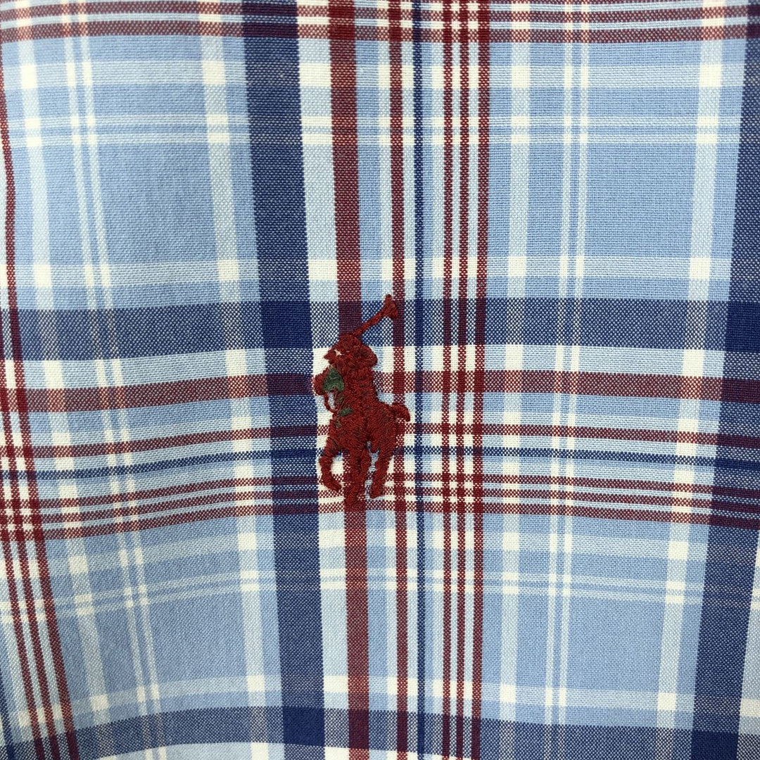 Ralph Lauren Classic Fit short sleeve button down check shirt, men's size XL cotton Blue type light blue Vintage Second Hand