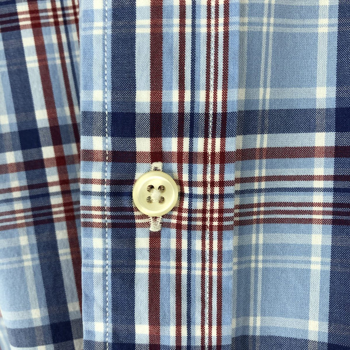 Ralph Lauren Classic Fit short sleeve button down check shirt, men's size XL cotton Blue type light blue Vintage Second Hand
