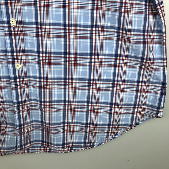 Ralph Lauren Classic Fit short sleeve button down check shirt, men's size XL cotton Blue type light blue Vintage Second Hand