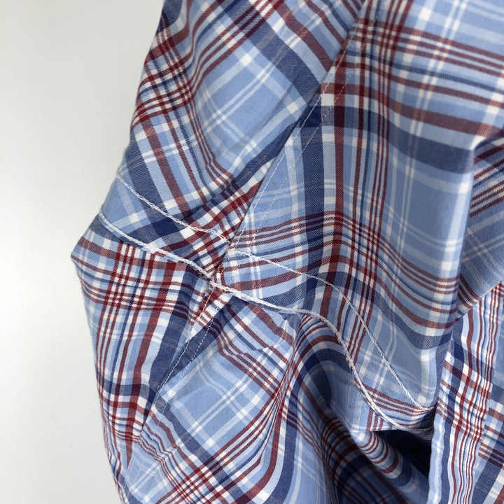 Ralph Lauren Classic Fit short sleeve button down check shirt, men's size XL cotton Blue type light blue Vintage Second Hand