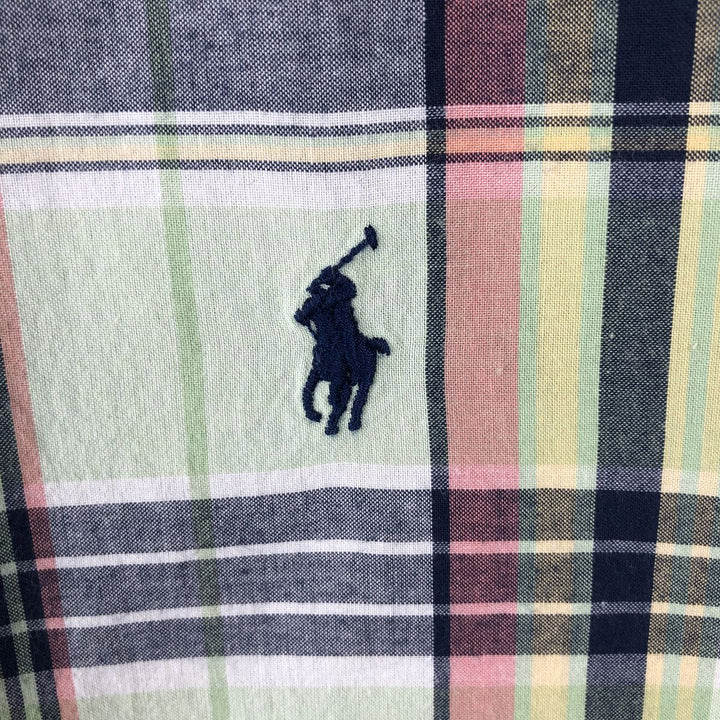 Ralph Lauren Classic Fit short sleeve button down check shirt for men, size XXL cotton green type Vintage Second Hand