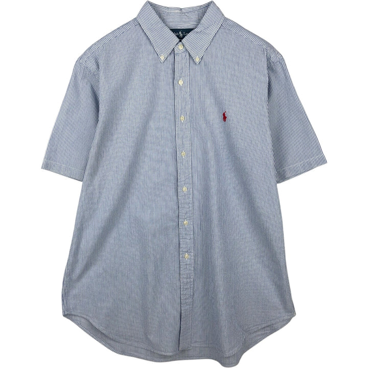 Ralph Lauren Classic Fit Seersucker Short Sleeve Button Down Striped Shirt Men's XL cotton blue type Vintage Second Hand