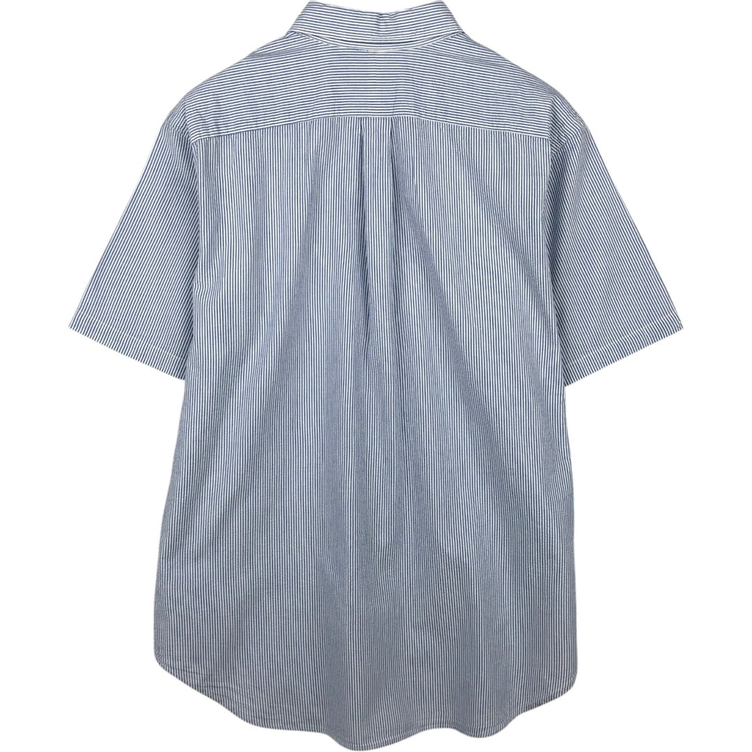 Ralph Lauren Classic Fit Seersucker Short Sleeve Button Down Striped Shirt Men's XL cotton blue type Vintage Second Hand