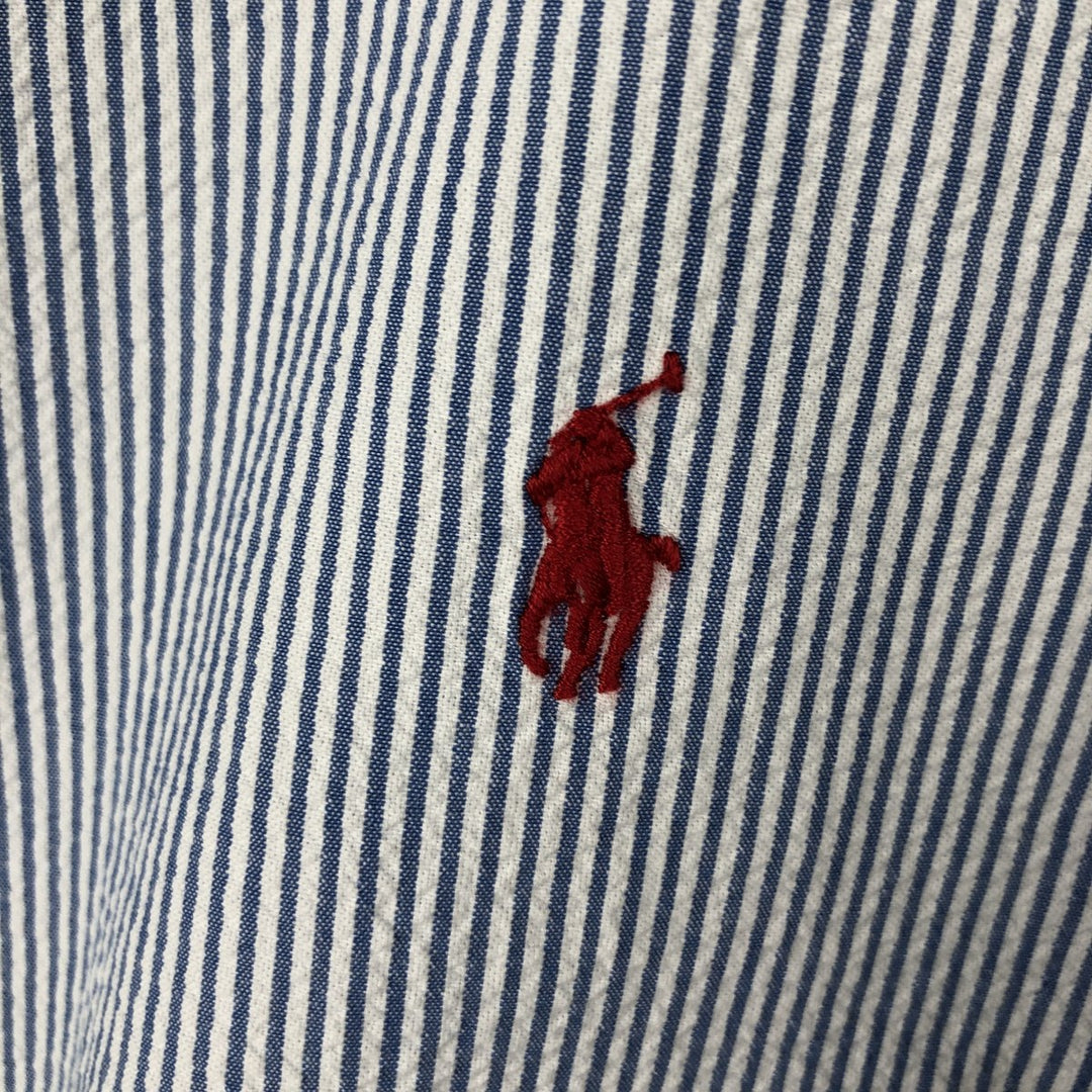 Ralph Lauren Classic Fit Seersucker Short Sleeve Button Down Striped Shirt Men's XL cotton blue type Vintage Second Hand