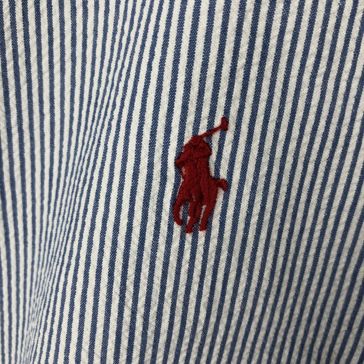 Ralph Lauren Classic Fit Seersucker Short Sleeve Button Down Striped Shirt Men's XL cotton blue type Vintage Second Hand