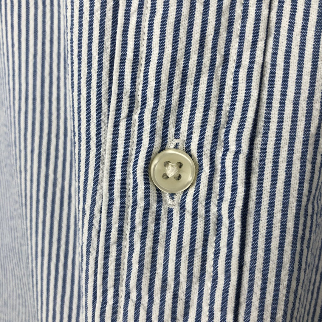Ralph Lauren Classic Fit Seersucker Short Sleeve Button Down Striped Shirt Men's XL cotton blue type Vintage Second Hand