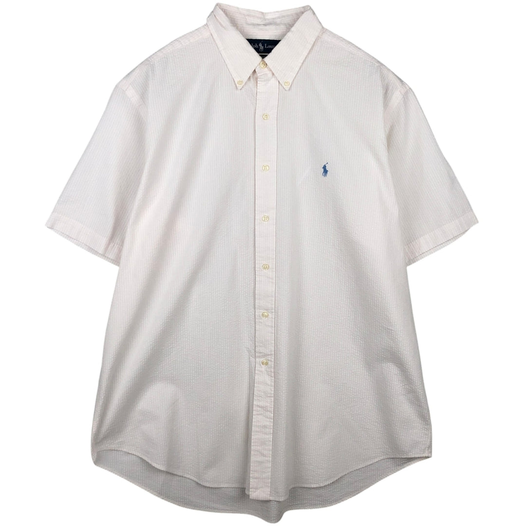 Ralph Lauren Classic Fit Seersucker Short Sleeve Button Down Striped Shirt Men's XL cotton white type Vintage Second Hand