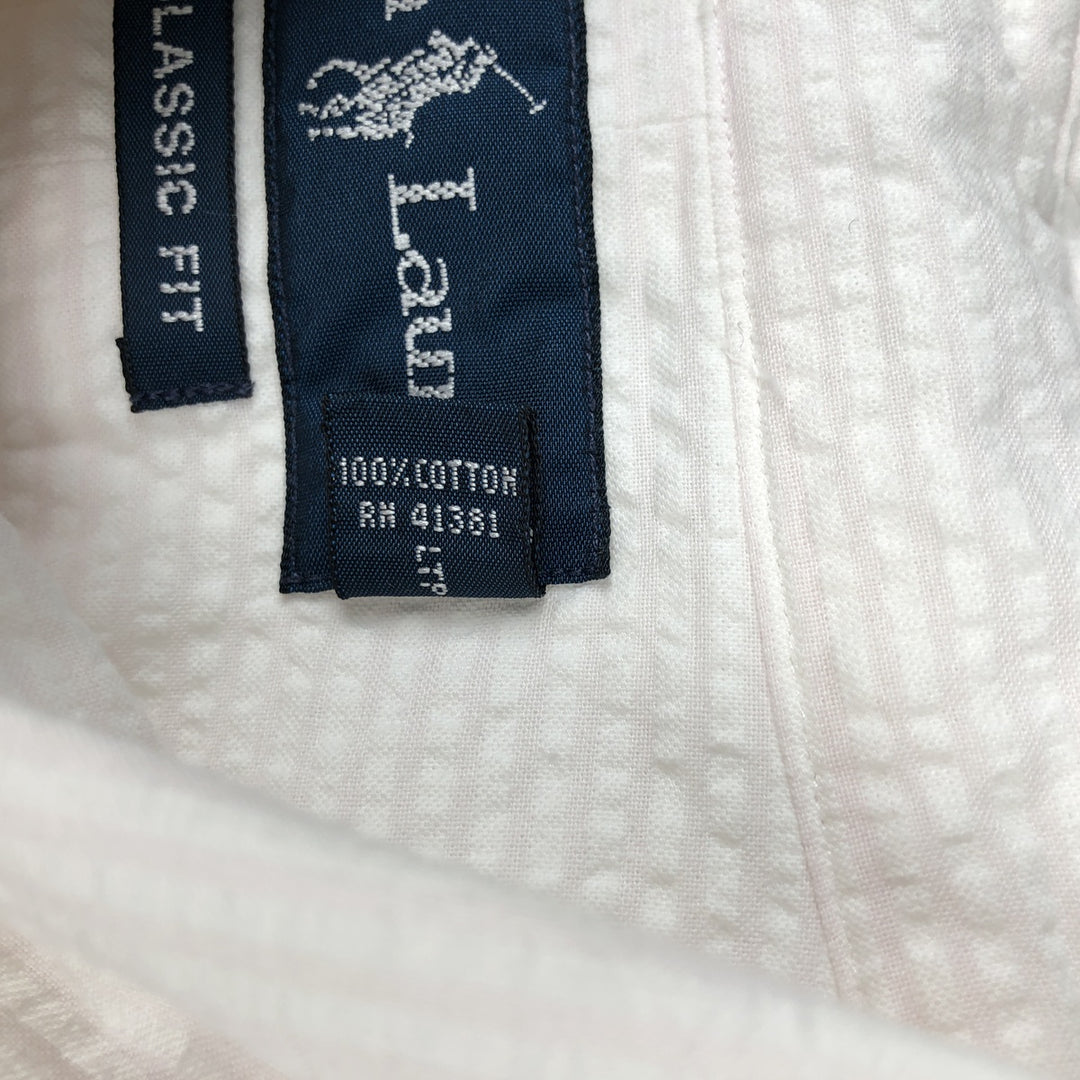 Ralph Lauren Classic Fit Seersucker Short Sleeve Button Down Striped Shirt Men's XL cotton white type Vintage Second Hand