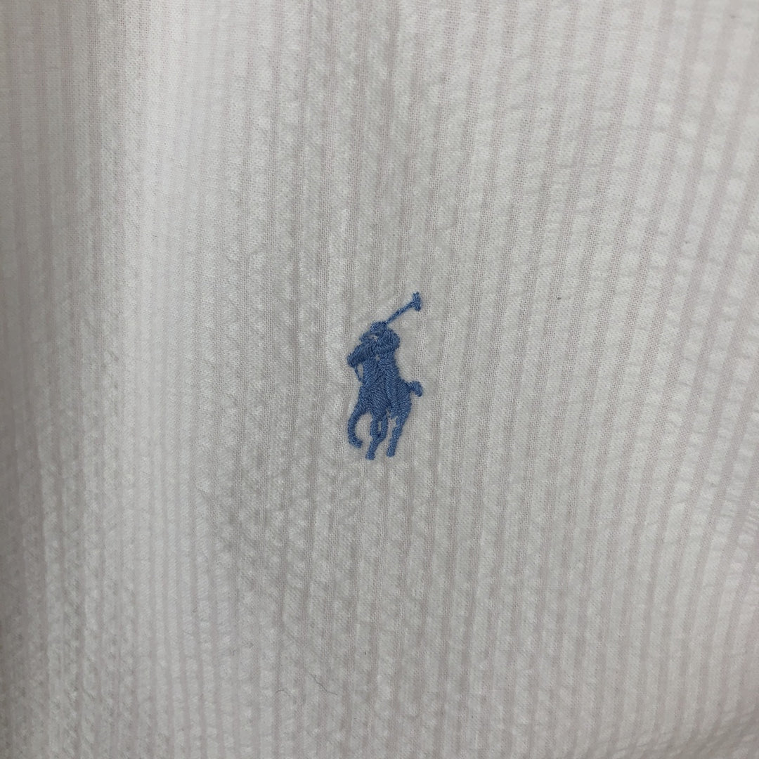 Ralph Lauren Classic Fit Seersucker Short Sleeve Button Down Striped Shirt Men's XL cotton white type Vintage Second Hand