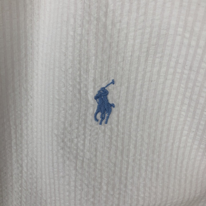 Ralph Lauren Classic Fit Seersucker Short Sleeve Button Down Striped Shirt Men's XL cotton white type Vintage Second Hand