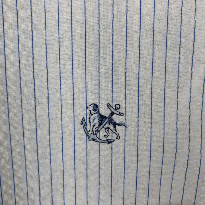 Ralph Lauren CLASSIC FIT Dog Print Seersucker Short-Sleeve Button-Down Striped Shirt, Men's Size XXL (approx.) cotton white type Vintage Second Hand