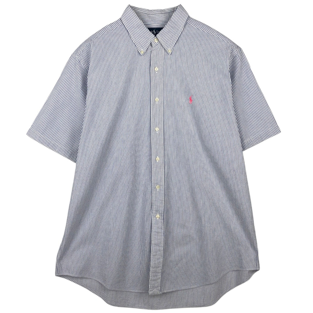 Ralph Lauren Classic Fit Seersucker Short Sleeve Button Down Striped Shirt Men's XL cotton white type Vintage Second Hand