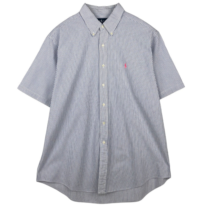 Ralph Lauren Classic Fit Seersucker Short Sleeve Button Down Striped Shirt Men's XL cotton white type Vintage Second Hand