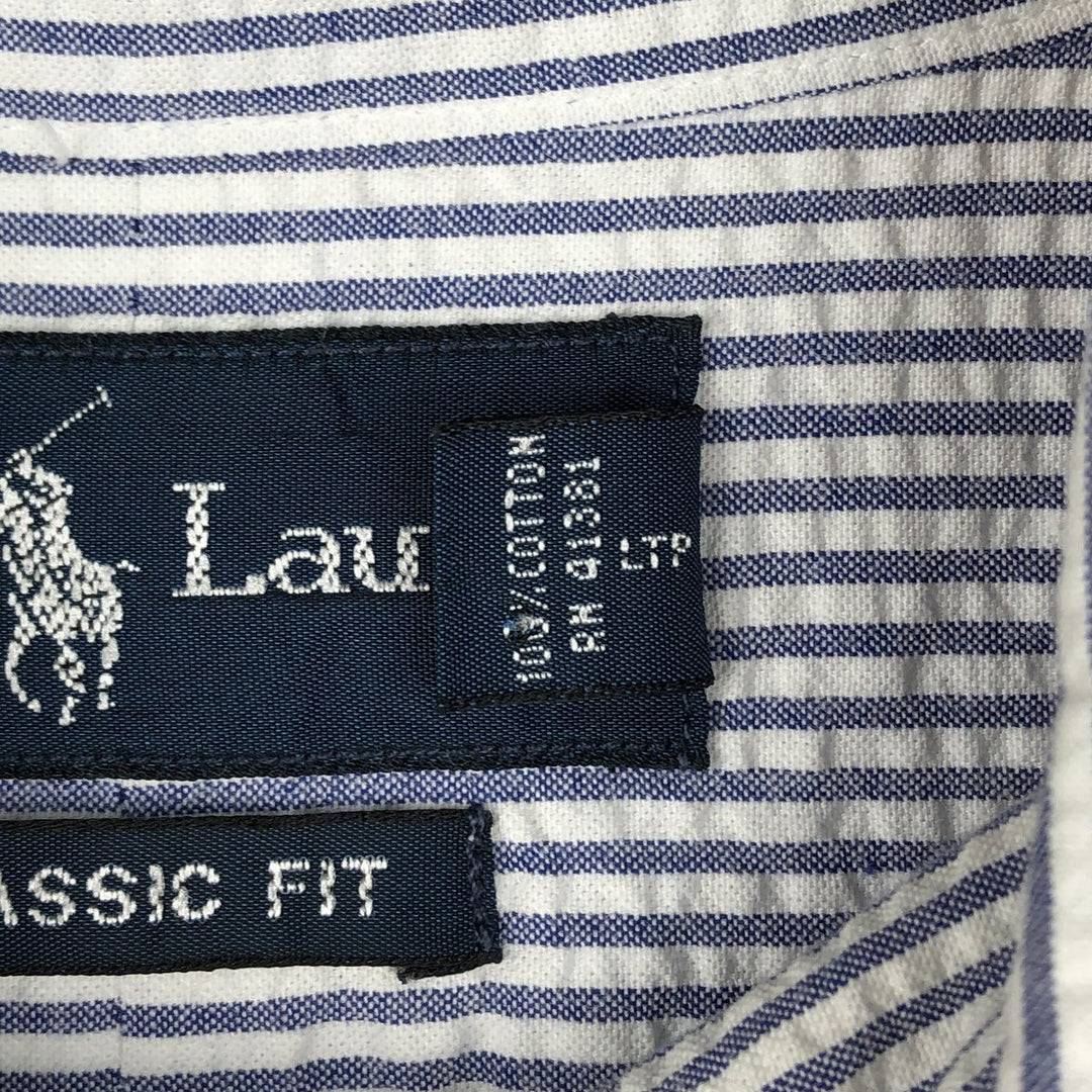 Ralph Lauren Classic Fit Seersucker Short Sleeve Button Down Striped Shirt Men's XL cotton white type Vintage Second Hand