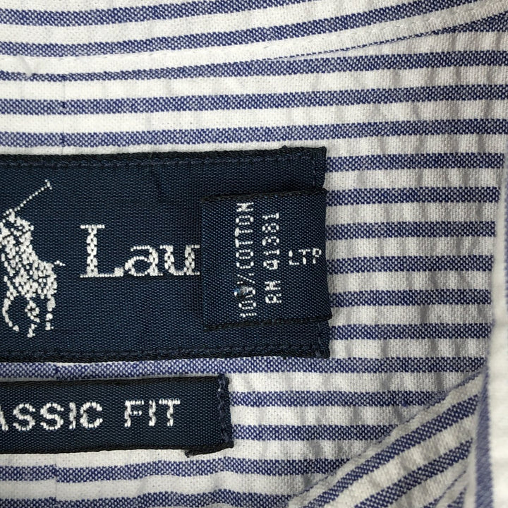 Ralph Lauren Classic Fit Seersucker Short Sleeve Button Down Striped Shirt Men's XL cotton white type Vintage Second Hand