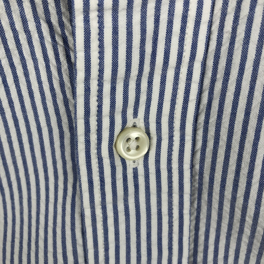 Ralph Lauren BLAKE Seersucker Short Sleeve Button Down Striped Shirt Men's Size L cotton blue type Vintage Second Hand