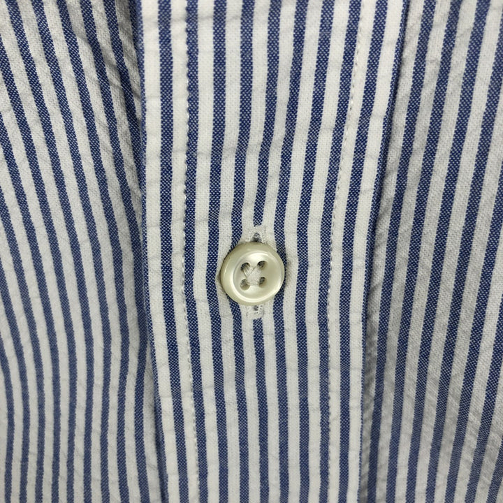 Ralph Lauren BLAKE Seersucker Short Sleeve Button Down Striped Shirt Men's Size L cotton blue type Vintage Second Hand