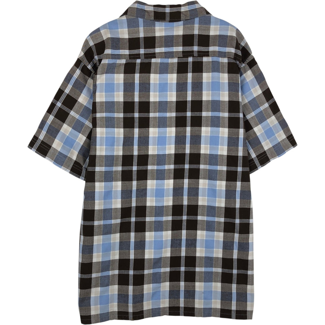 Dickies Check Pattern Open Collar Short Sleeve Work Shirt, Men's Size L (approx.) cotton Blue type light blue Vintage Second Hand