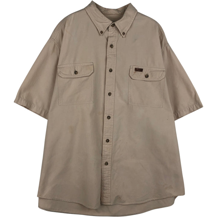 Carhartt plain button-down, flap pocket, short-sleeved work shirt, men's size XL. cotton Beige type Vintage Second Hand