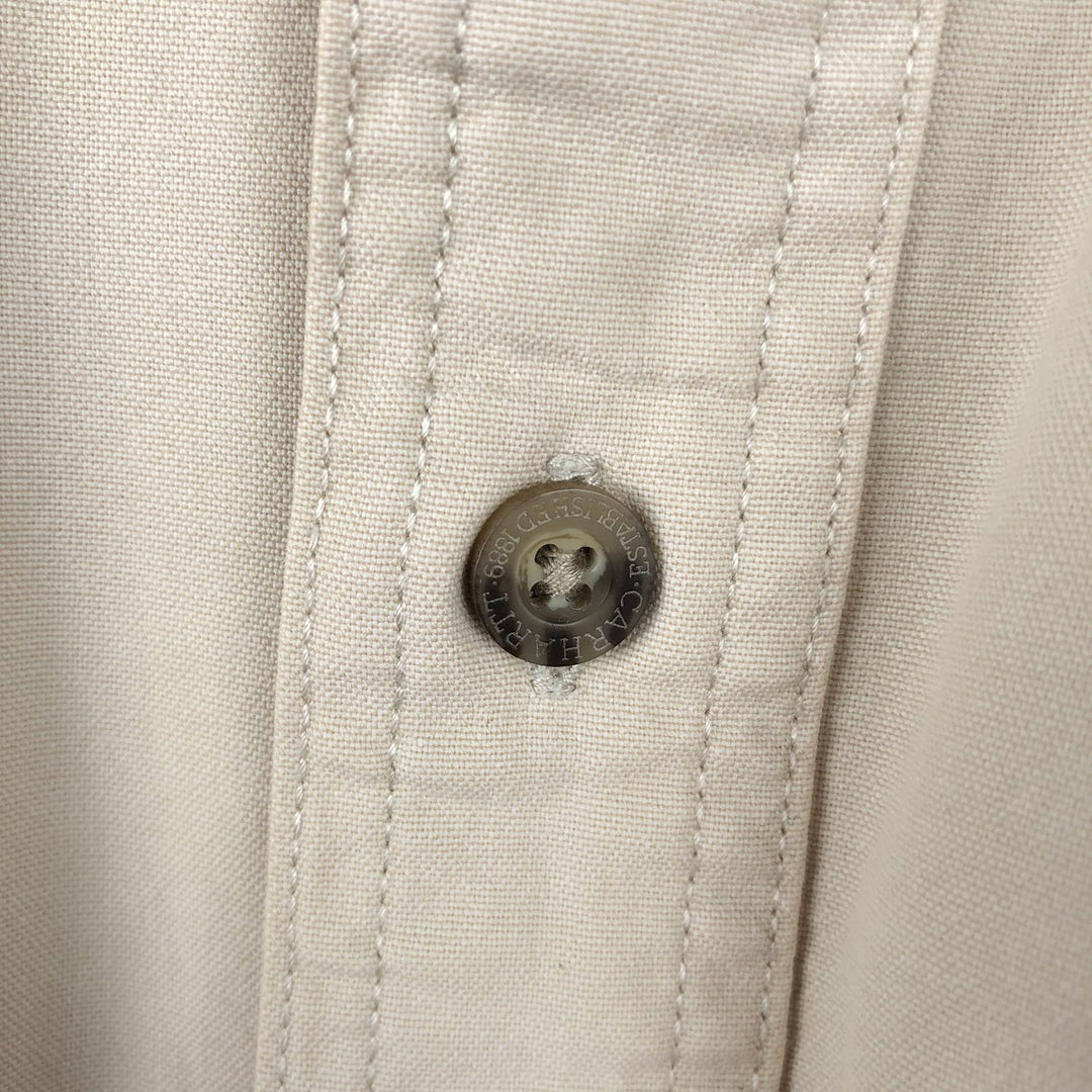 Carhartt plain button-down, flap pocket, short-sleeved work shirt, men's size XL. cotton Beige type Vintage Second Hand