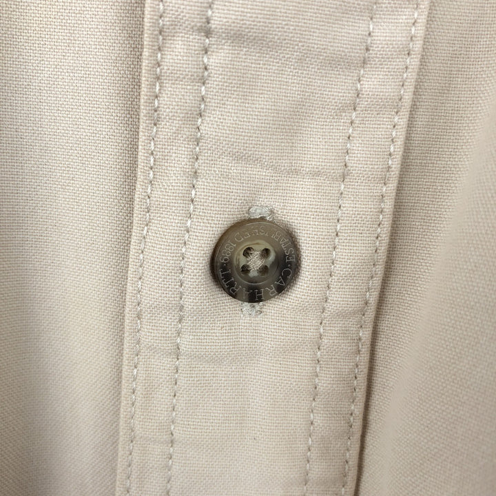 Carhartt plain button-down, flap pocket, short-sleeved work shirt, men's size XL. cotton Beige type Vintage Second Hand