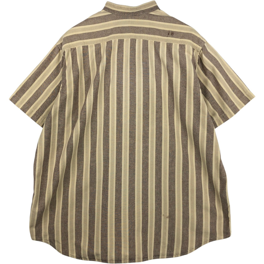 Carhartt Stripe Pattern Multi-Stripe Stand Collar Short Sleeve Work Shirt (Men's XL equivalent) unclear Beige type Vintage Second Hand