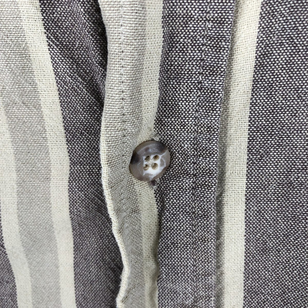 Carhartt Stripe Pattern Multi-Stripe Stand Collar Short Sleeve Work Shirt (Men's XL equivalent) unclear Beige type Vintage Second Hand
