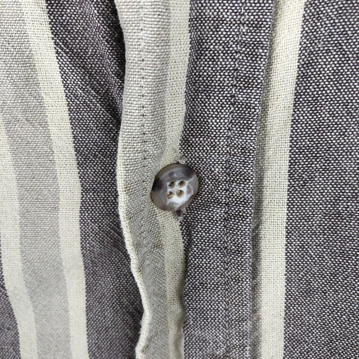 Carhartt Stripe Pattern Multi-Stripe Stand Collar Short Sleeve Work Shirt (Men's XL equivalent) unclear Beige type Vintage Second Hand