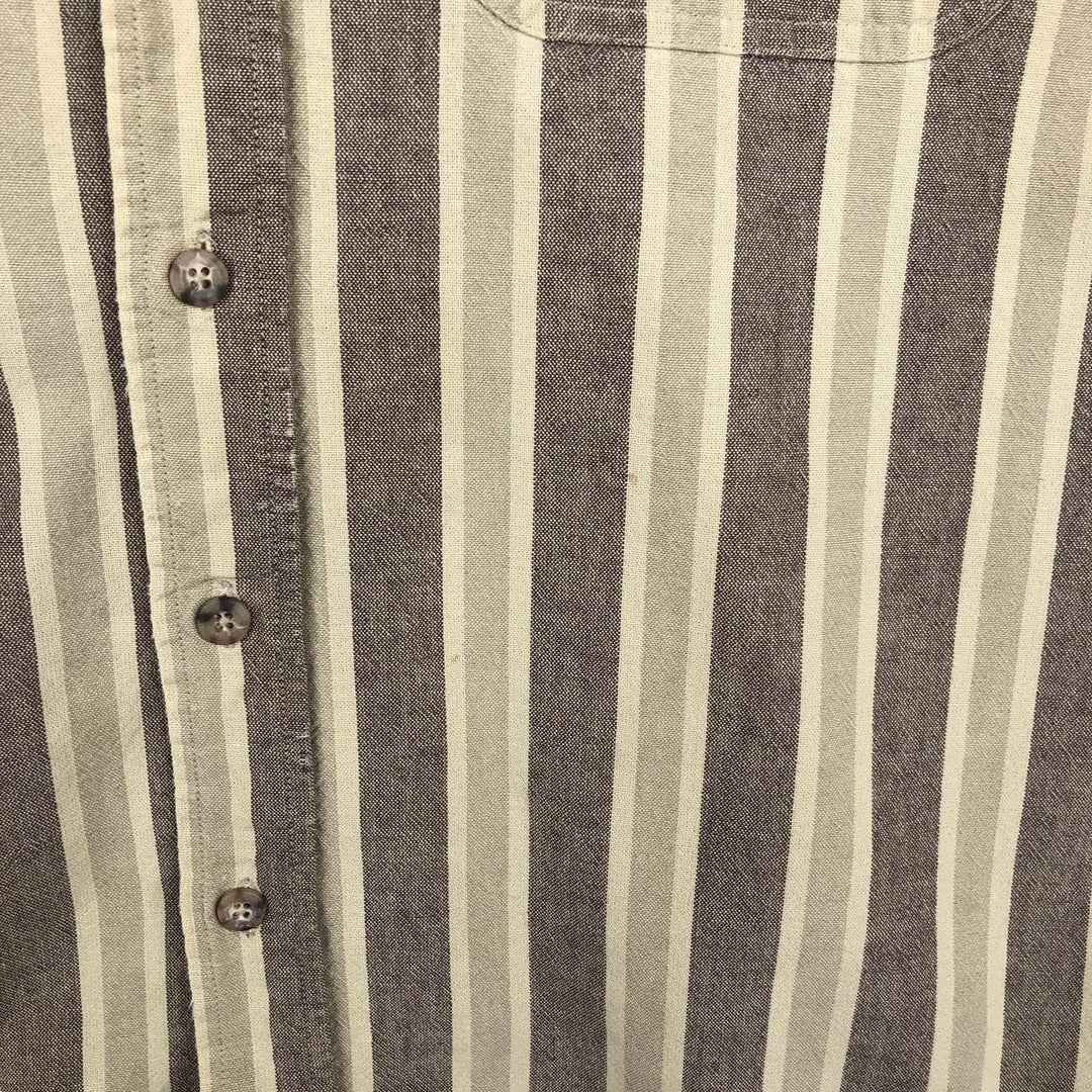Carhartt Stripe Pattern Multi-Stripe Stand Collar Short Sleeve Work Shirt (Men's XL equivalent) unclear Beige type Vintage Second Hand