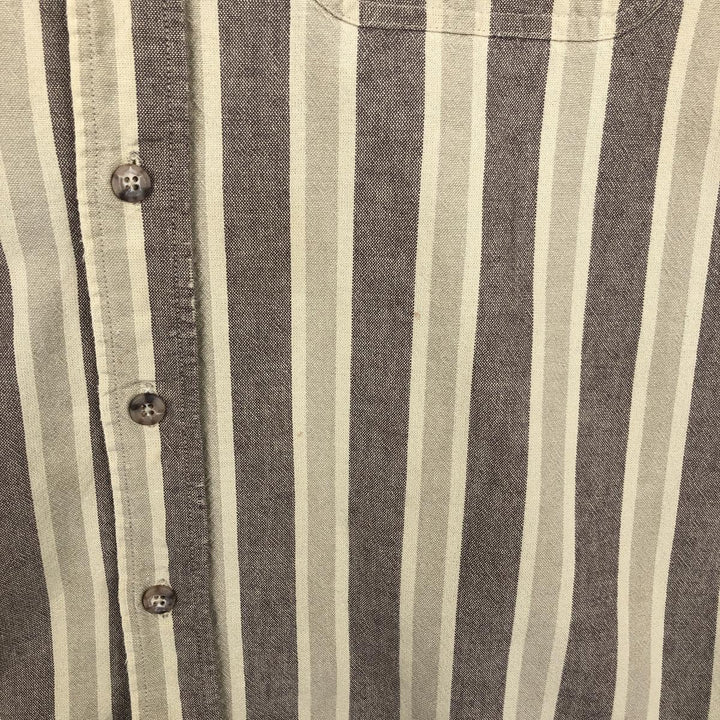 Carhartt Stripe Pattern Multi-Stripe Stand Collar Short Sleeve Work Shirt (Men's XL equivalent) unclear Beige type Vintage Second Hand