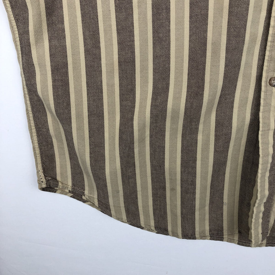 Carhartt Stripe Pattern Multi-Stripe Stand Collar Short Sleeve Work Shirt (Men's XL equivalent) unclear Beige type Vintage Second Hand