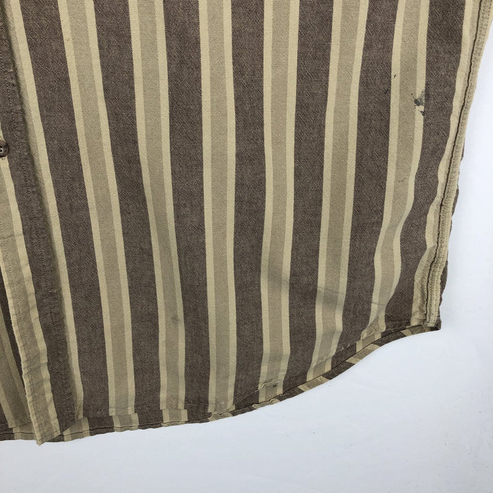 Carhartt Stripe Pattern Multi-Stripe Stand Collar Short Sleeve Work Shirt (Men's XL equivalent) unclear Beige type Vintage Second Hand