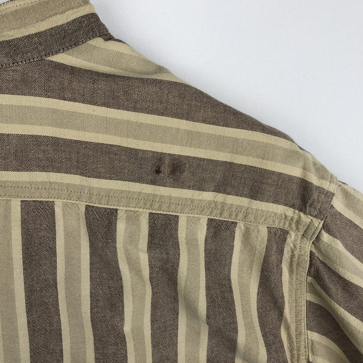 Carhartt Stripe Pattern Multi-Stripe Stand Collar Short Sleeve Work Shirt (Men's XL equivalent) unclear Beige type Vintage Second Hand