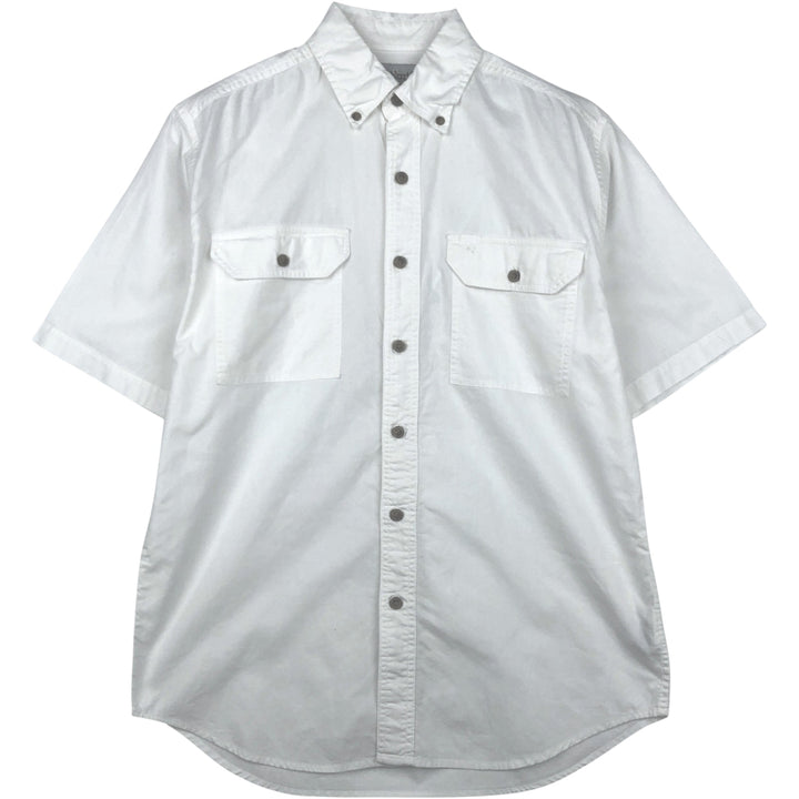 Carhartt plain button-down, flap pocket, short-sleeved work shirt, men's size M. cotton white type Vintage Second Hand