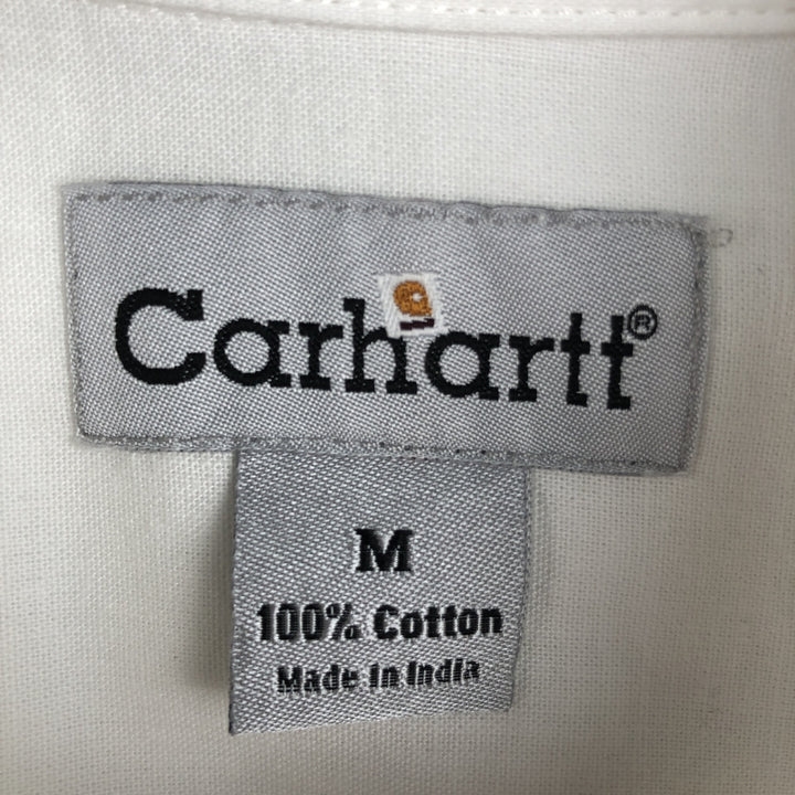 Carhartt plain button-down, flap pocket, short-sleeved work shirt, men's size M. cotton white type Vintage Second Hand