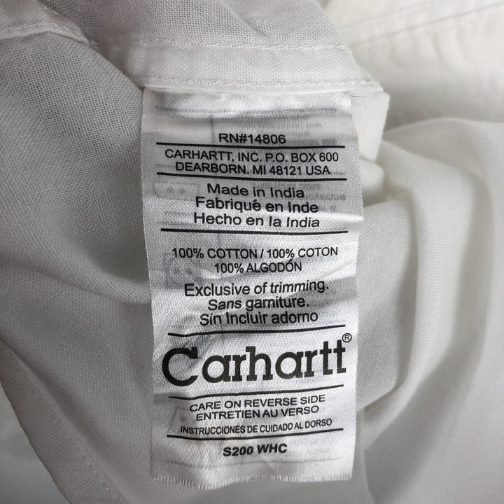 Carhartt plain button-down, flap pocket, short-sleeved work shirt, men's size M. cotton white type Vintage Second Hand