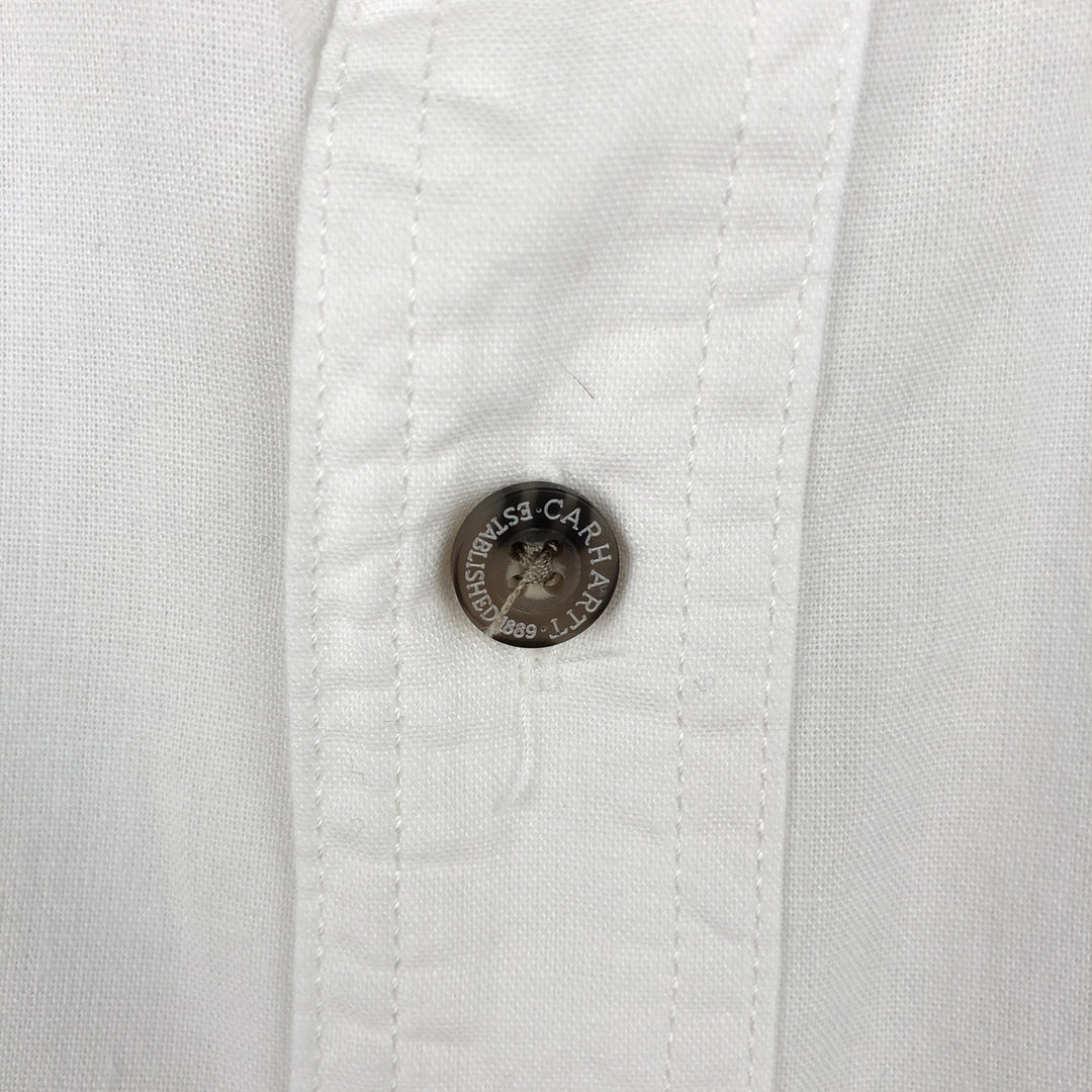 Carhartt plain button-down, flap pocket, short-sleeved work shirt, men's size M. cotton white type Vintage Second Hand